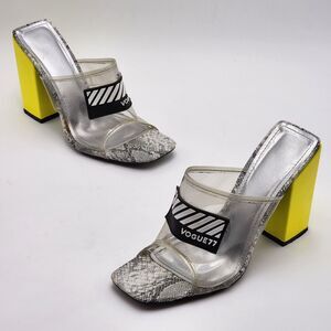 Cape Robbin Vogue77 Camryn Yellow Chunky Heel Sandals Size 8